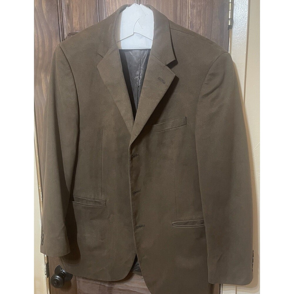 Vintage Andrew Fezza Mens Suede Blazer Sport Coat 40R Brown Preppy Old Money